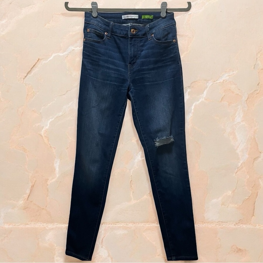 Celebrity Pink “The Glam” Blue Skinny Jeans with Distressed Details